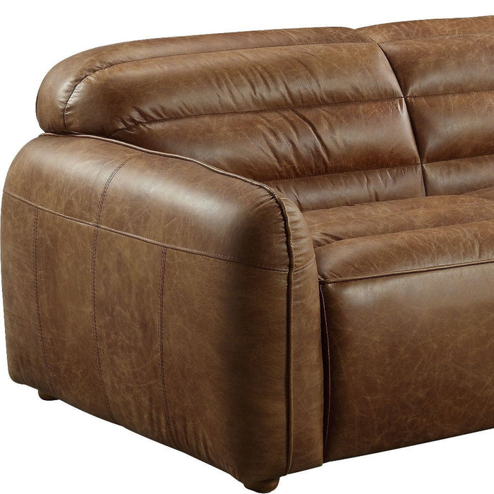 Top Grain Leather Sofa With Black Legs - Dark Brown