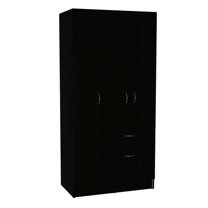 Three Door Armoire - Black / White