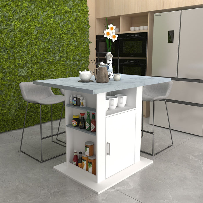 Tray Concrete Effect With Storage - White / Gray