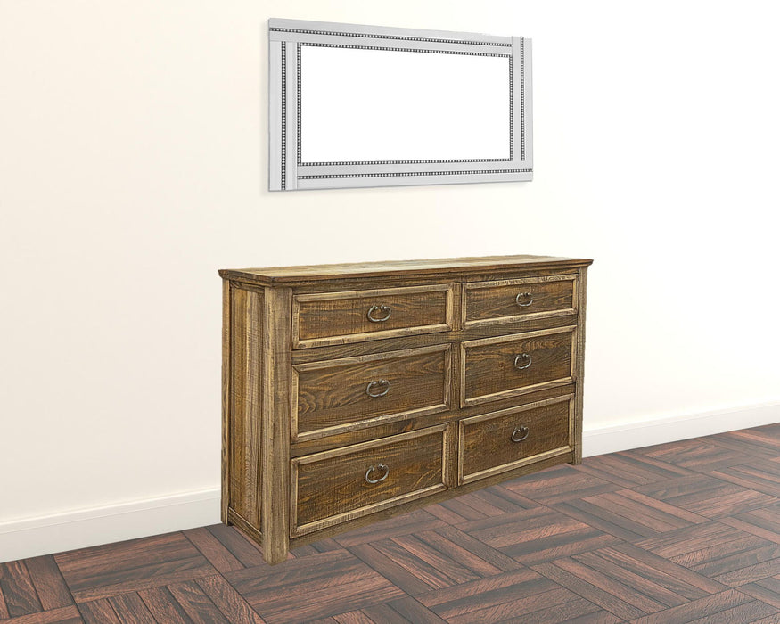 Solid Six Drawer Double Dresser - Natural