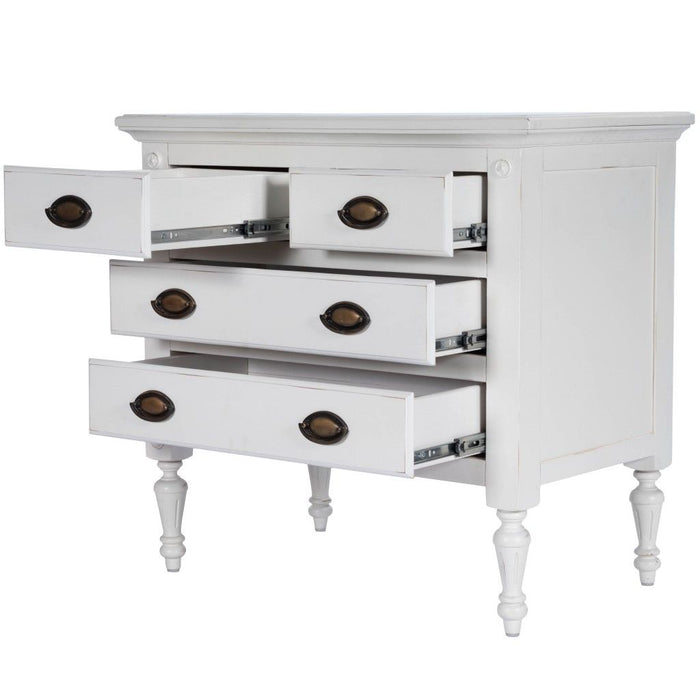 Solid Wood Four Drawer Gentlemans Chest - White