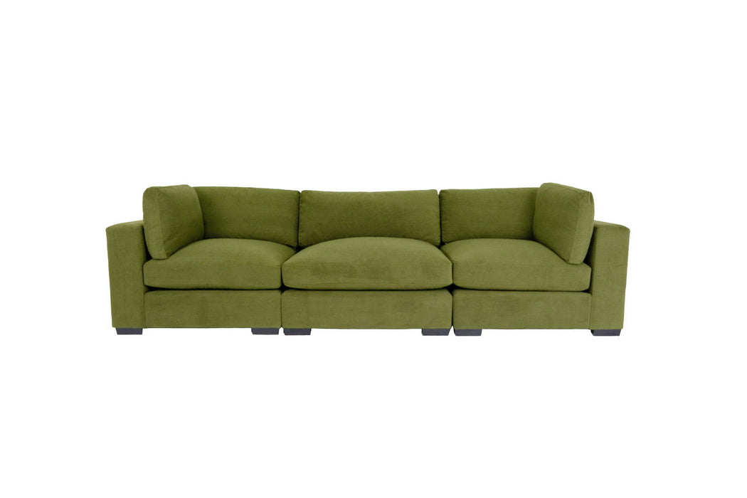 Polyester Sofa With Black Legs - Moss Green