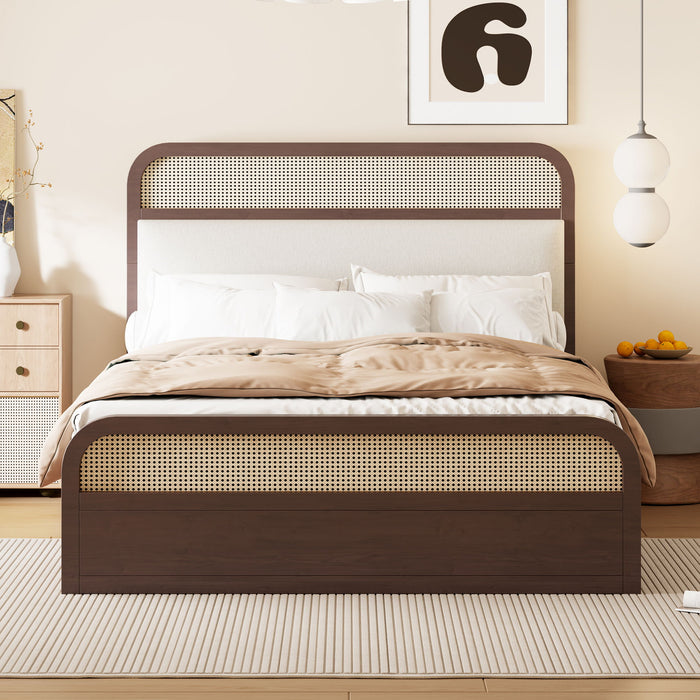 Wooden Platform Bed With Trundle And 2 Drawers