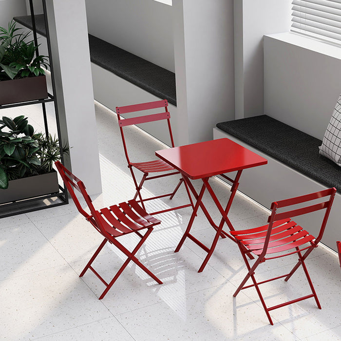 3 Piece Patio Bistro Set Of Foldable Square Table And Chairs