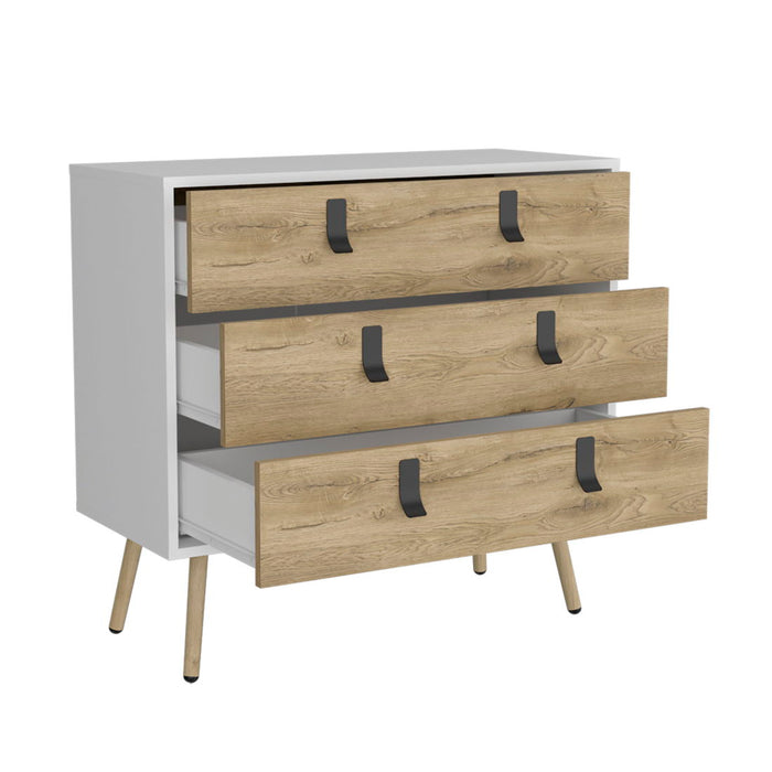 3 Drawer Dresser - White / Natural