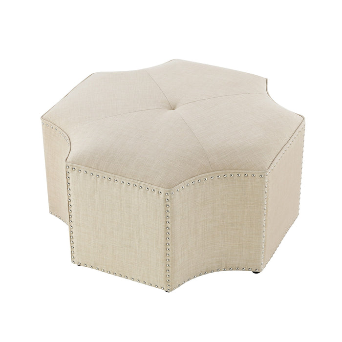 Linen Specialty Cocktail Ottoman - Beige