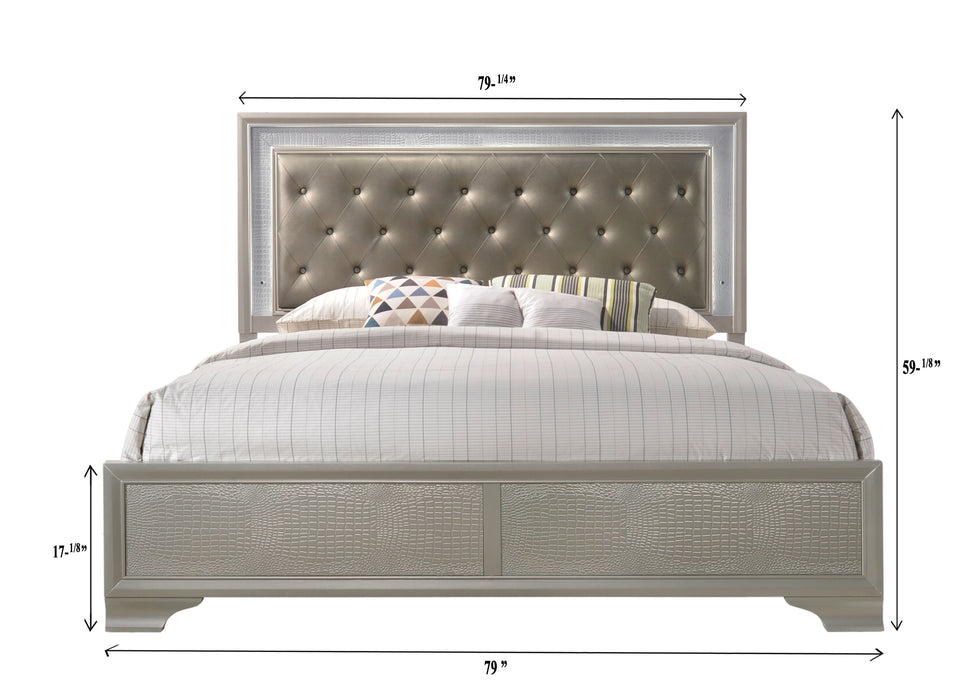 Lyssa - King LED Headboard Footboard - Beige