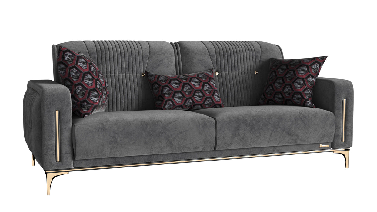 Microfiber Sleeper Sofa With Two Toss Pillows 85" - Gray