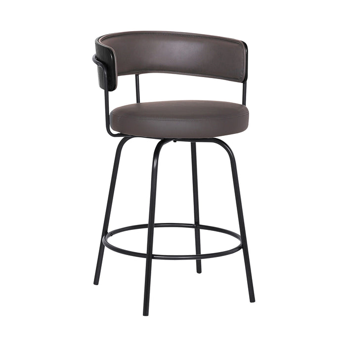 34" Faux Leather Swivel Counter Height Bar Chair - Gray / Black