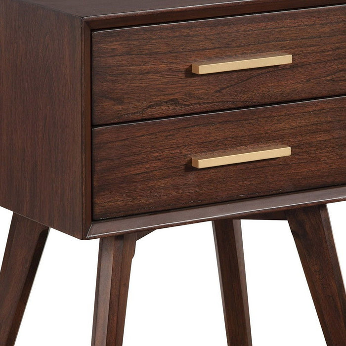 2 Drawer Nightstand - Walnut And Gold