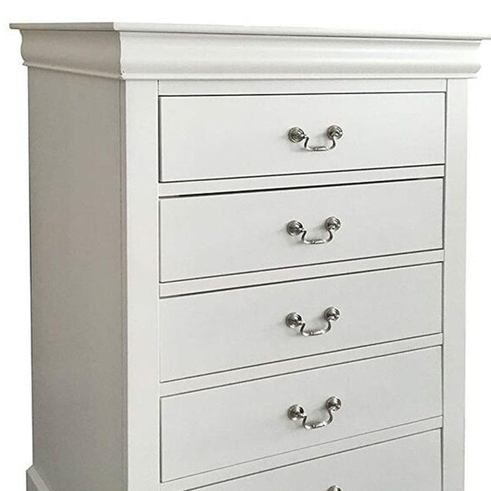 Manufactured Wood Five Drawer Chest - White