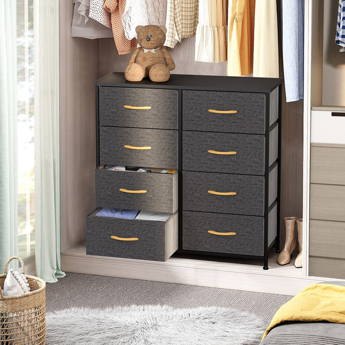 Steel And Fabric Eight Drawer Chest - Gray / Black