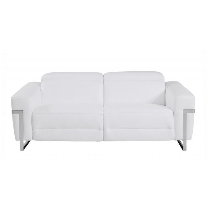 2 Piece Italian Leather Five Person Indoor Seating Set - White