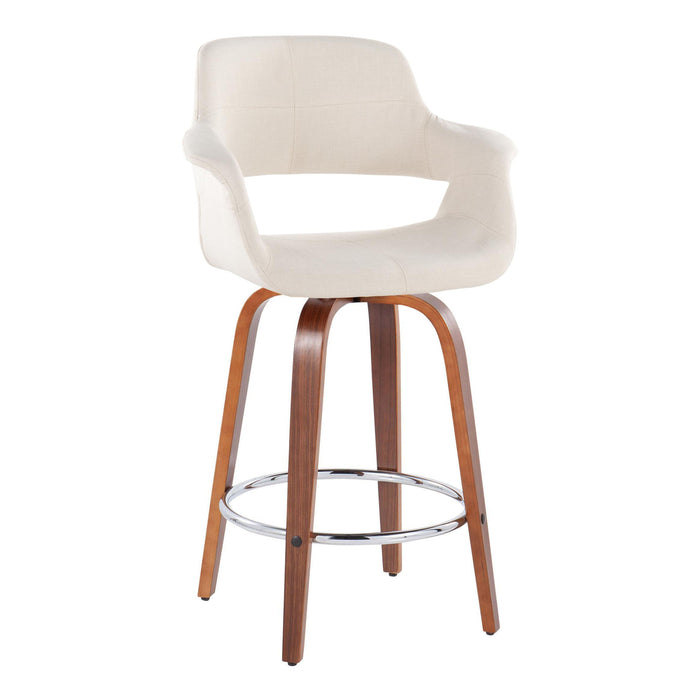 Vintage Flair - Mid-Century Modern Fixed Height Counter Stool With Swivel With Round Footrest (Set of 2)