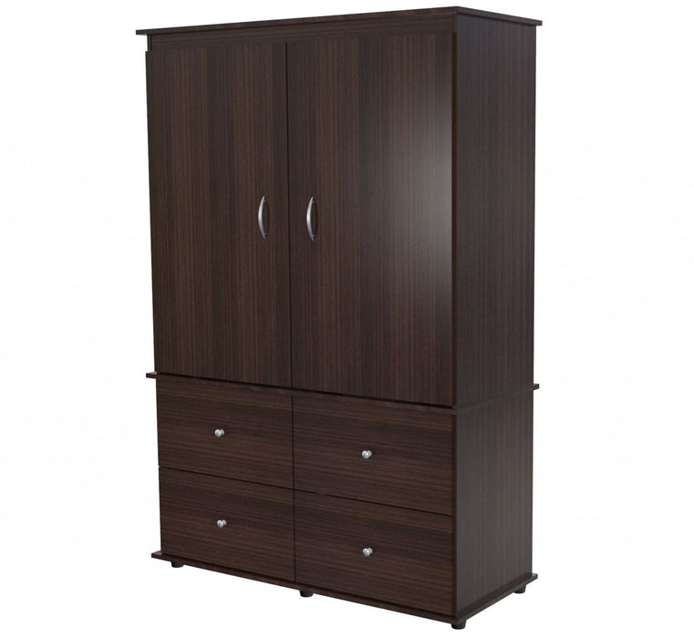 Melamine Mirrored Four Drawer Combo Dresser - Espresso