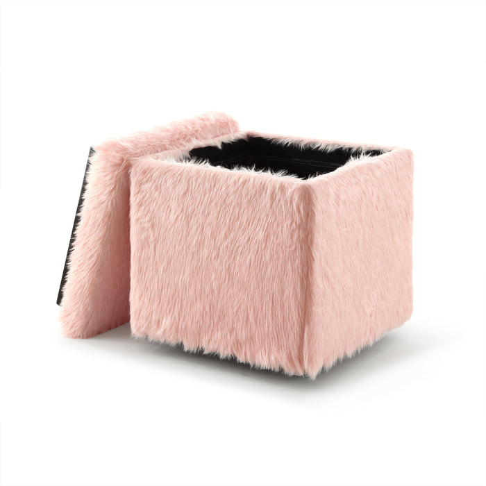 Faux Fur Storage - Blush / Black