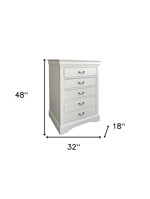 Manufactured Wood Five Drawer Chest - White