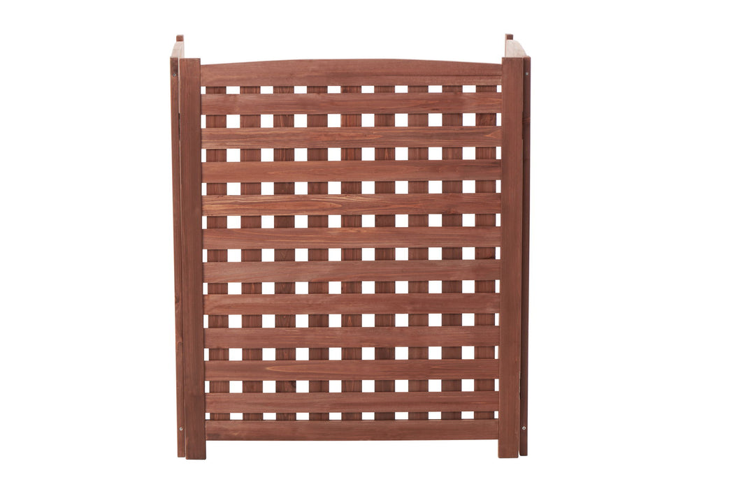 Air Conditioner Fence Screen Outside, Cedar Privacy Fence 3 Panels To Hide Ac & Trash Enclosure - Brown