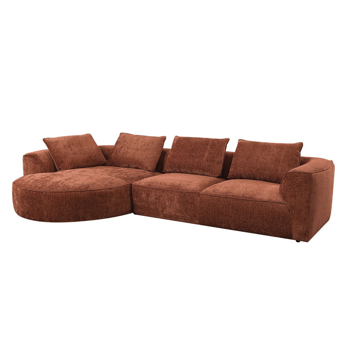 Aceso - Chenille Sectional Sofa With 4 Toss Pillows - Rustic Brown