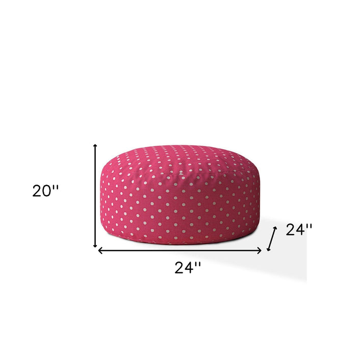 Cotton Round Polka Dots Pouf Ottoman - Pink