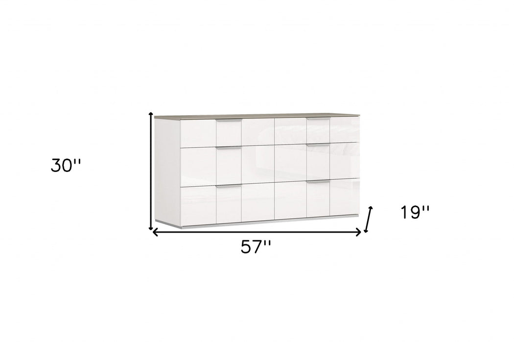 6 Drawer, Double Dresser - White