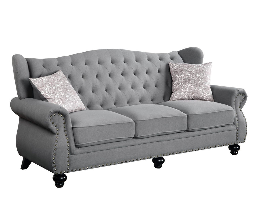 Sofa And Toss Pillows With Black Legs - Gray