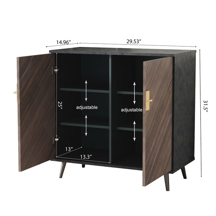 Accent Storage Cabinet With Doors, Bar Cabinet Buffet Cabinet With Storage For Living Room, Hallway, Bedroom - Brown Mix