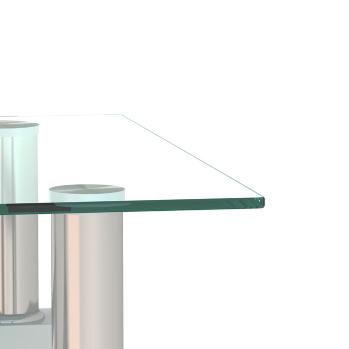 Modern Tempered Glass Tea Table, End Square Table For Living Room (Set of 2) - Transparent / White