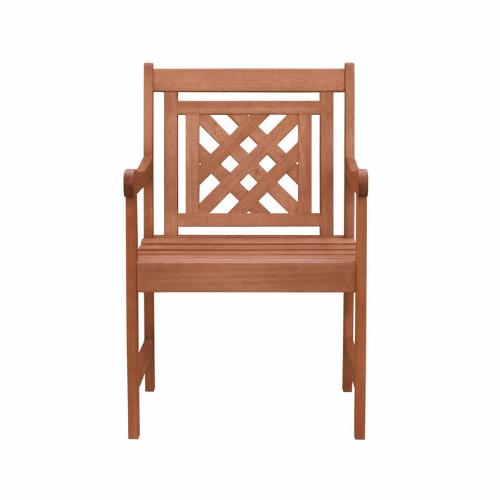 Dining Armchair With Hatched Back - Brown