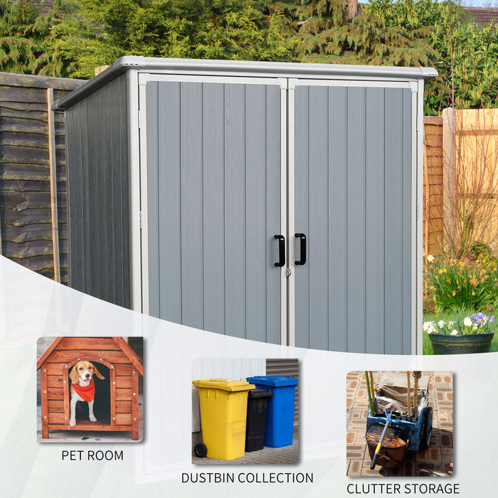 Outdoor Storage Shed Waterproof Resin Cabinet With Lockable Doors For Bikes And Patio Furniture - Gray