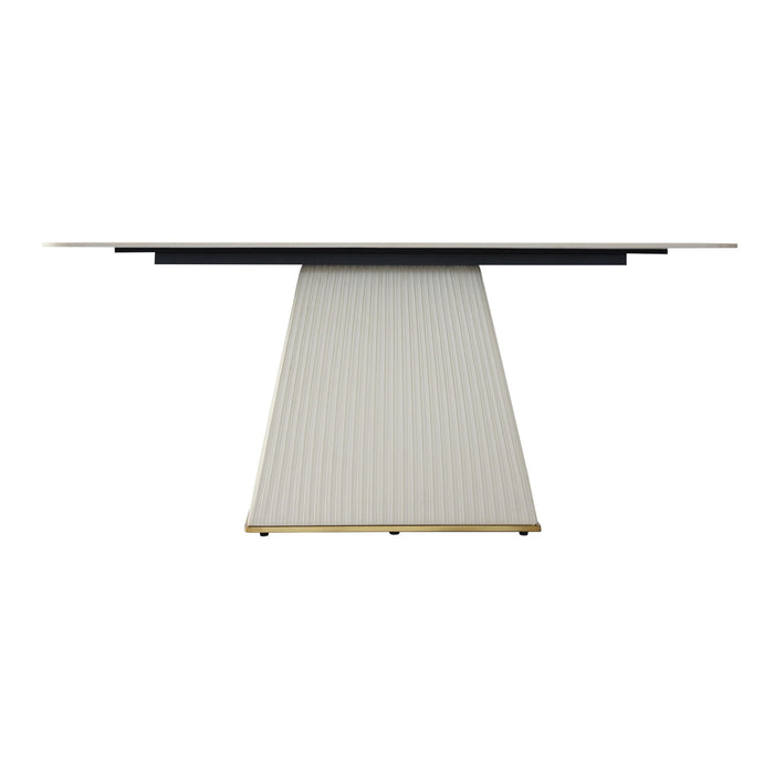 Modern Artificial Stone Straight Side Panel PU Plywood Table Legs, Can Accommodate 8 People