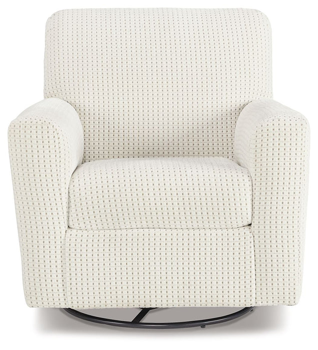 Herstow - Ivory - Swivel Glider Accent Chair - Fabric