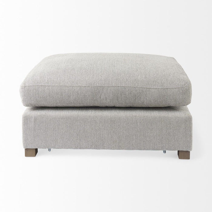 Jute Cocktail Ottoman - Light Gray / Brown