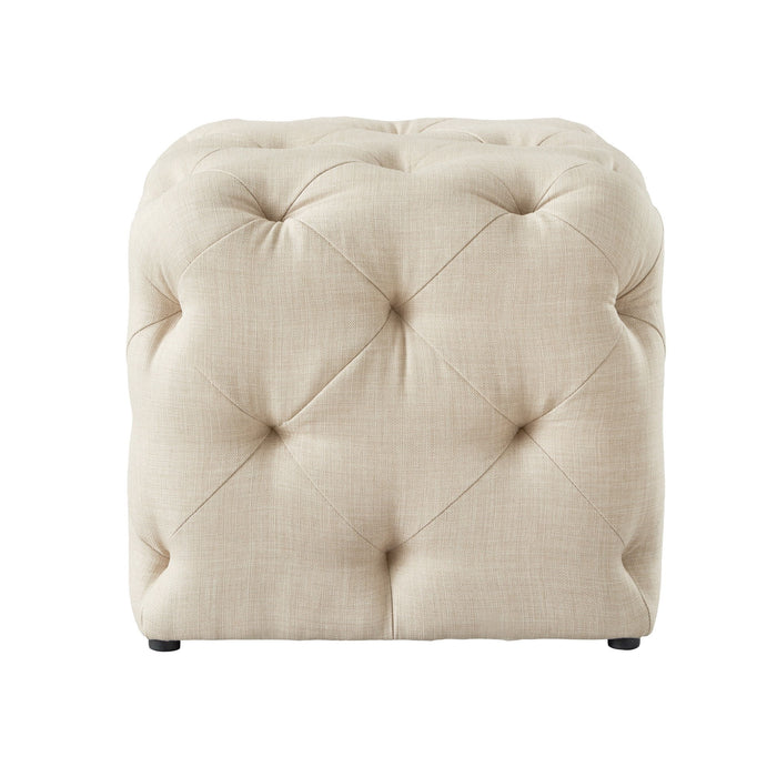 Linen Cube Ottoman - Beige