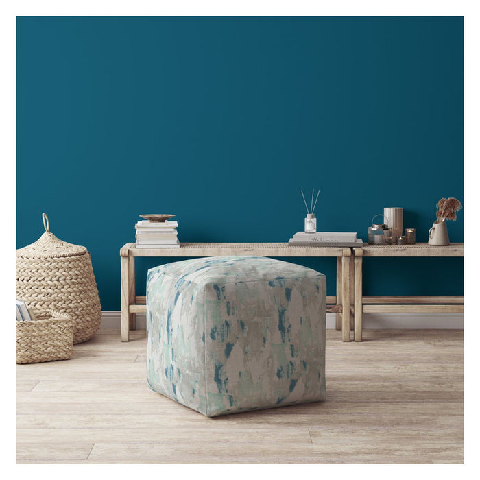 Canvas Abstract Pouf Cover - Blue / Gray