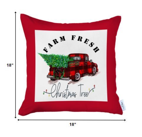 Christmas Buffalo Check Pick Up Truck Pillow Cover - Multicolor