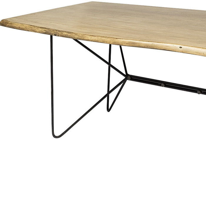 Solid Wood And Metal Dining Table - Brown / Black