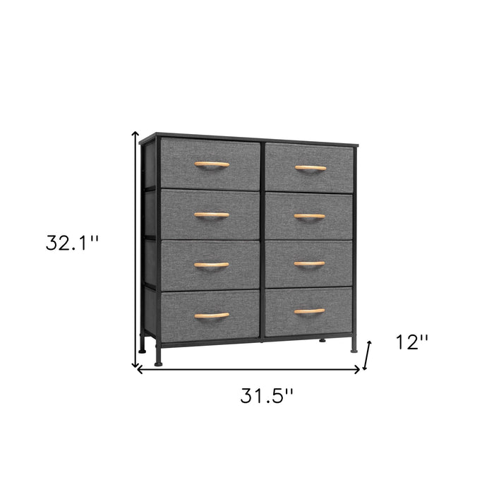 Steel And Fabric Eight Drawer Chest - Gray / Black