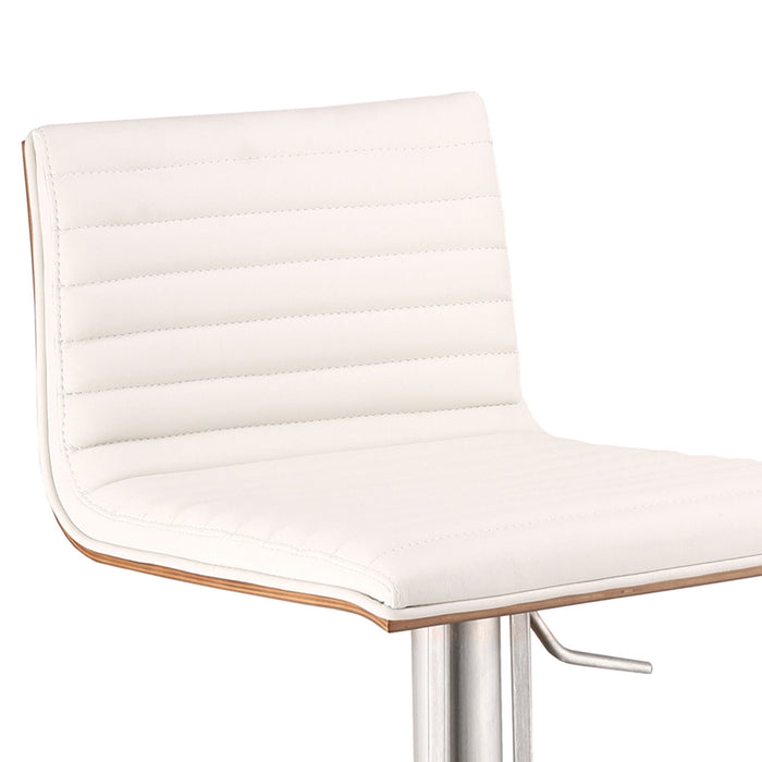 Swivel Low Back Adjustable Height Bar Chair - White / Silver