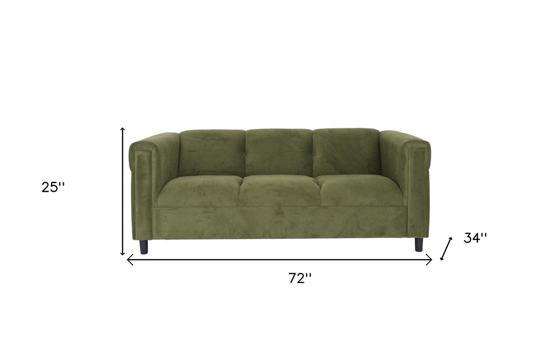 Suede Sofa With Black Legs - Moss Green