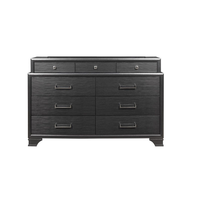 Solid Wood Nine Drawer Double Dresser - Gray