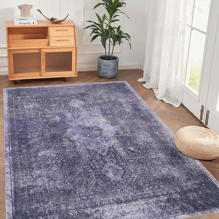 3' x 5' Area Rug, Washable, Low-Pile, Non-Slip, Non-Shedding, Foldable, Kid & Pet Friendly - Anthracite