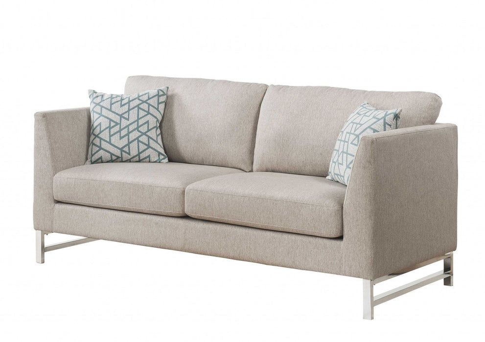 Linen Sofa With Silver Legs - Beige