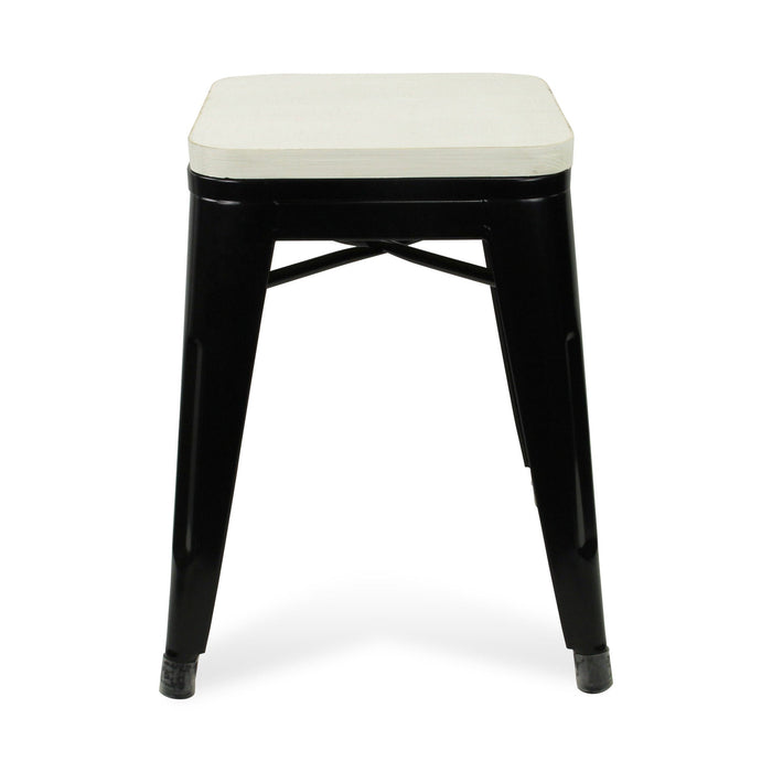 Steel Backless Bar Chair - White / Black