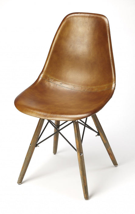 Faux Leather Side Chair - Brown / Copper