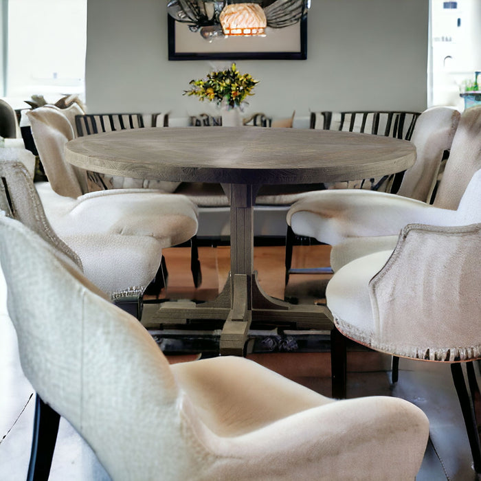 Circular Solid Wood Top With Pedestal Style Base Dining Table - Dark Brown