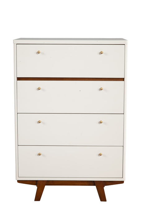 Solid Wood 4 Drawer Chest - Brown / White