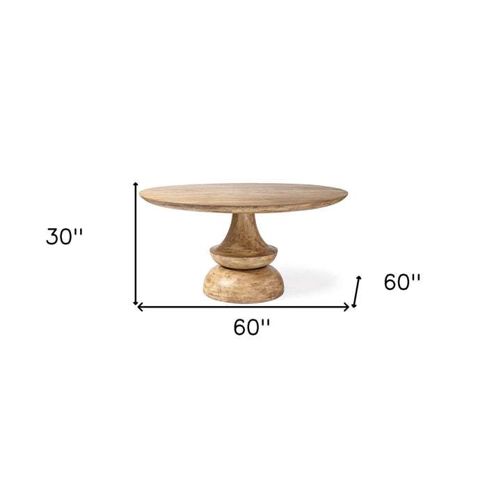 Round Solid Wood And Base Dining Table - Blonde