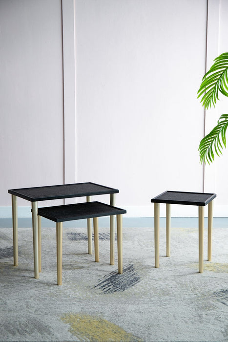 Side Tables (Set of 3) - Black / Gold