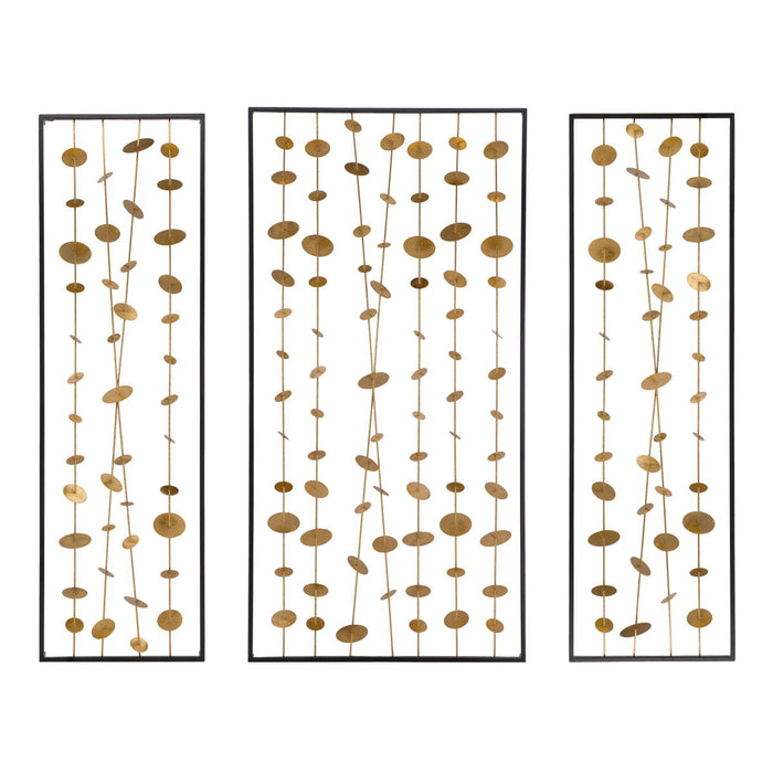 Metal Decorative Wall Art With Frame, Wall Decor For Living Room Bedrrom Entryway Office (Set of 3) - Gold